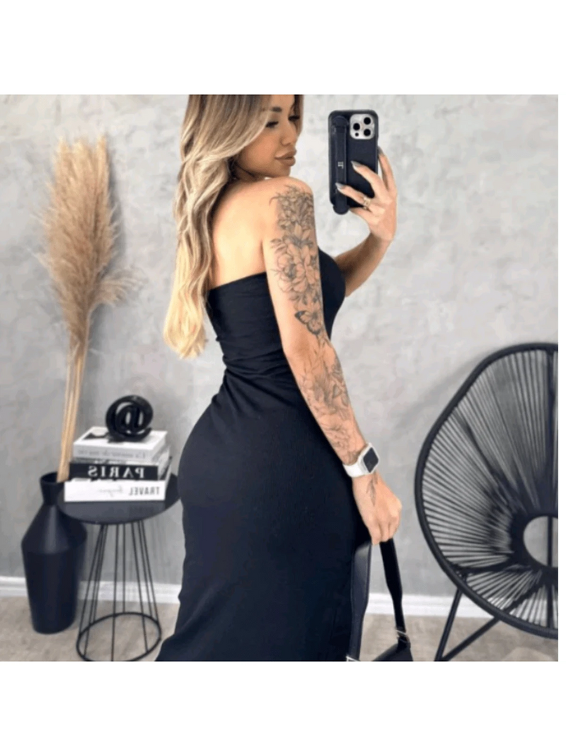 Vestido Midi Tomara que Caia Canelado