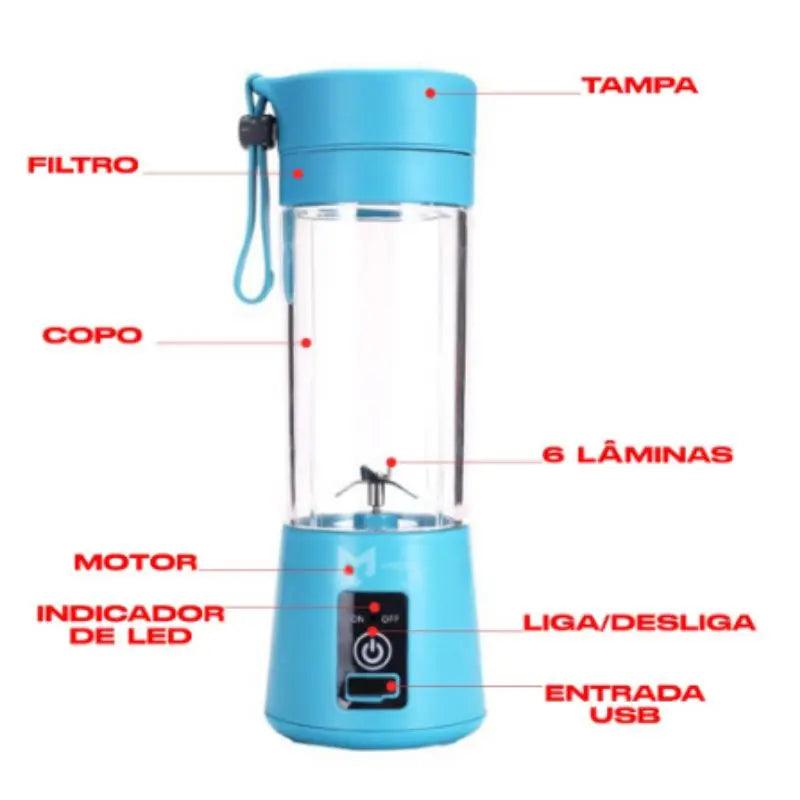 Mini Liquidificador Portátil Shake Usb 6 Laminas Recarregavel